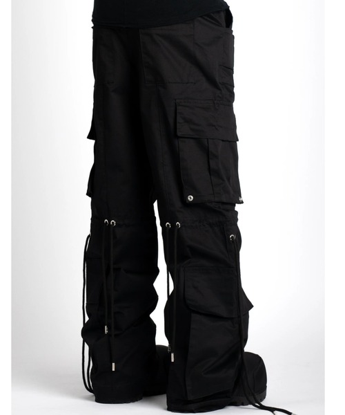 パンツ GUAPI GUAPI/ Obsidian BLACK RED Leather Cargo pants V