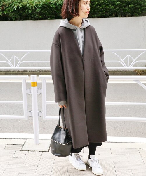 IENA（イエナ） ノーカラーコート「mantecoコラボ」 40 グレー