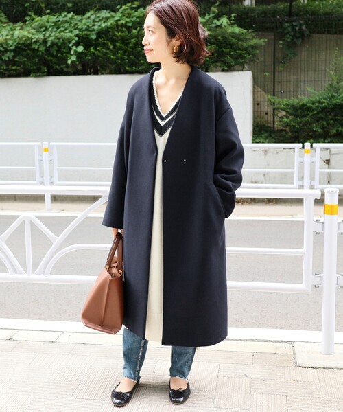 IENA（イエナ） ノーカラーコート「mantecoコラボ」 40 グレー