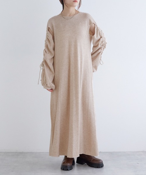 「w closet」 ニットワンピース FREE ライトベージュ レディース_画像7
