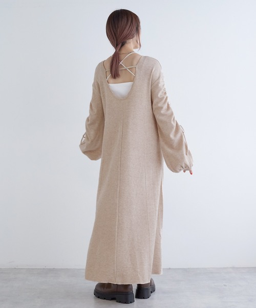 「w closet」 ニットワンピース FREE ライトベージュ レディース_画像9