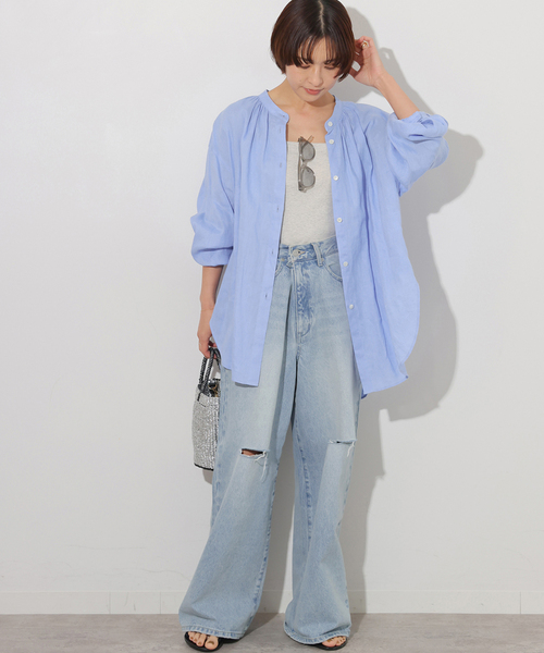 JOURNAL STANDARD relume ブラウス シャツ カラーリネンギャザー