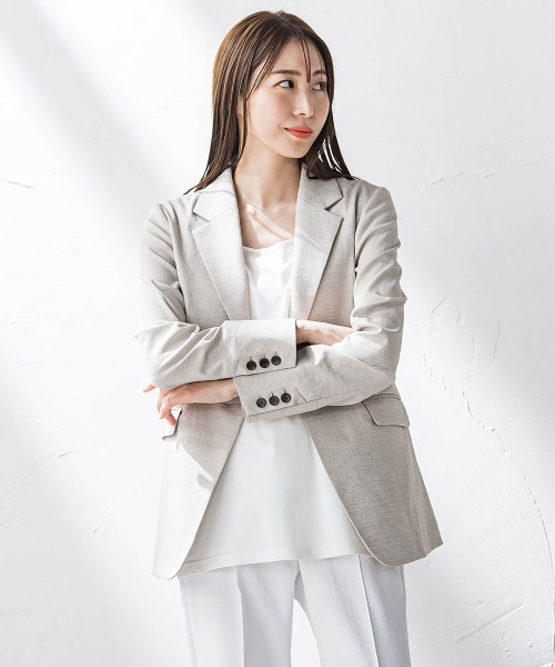 ジャケット テーラードジャケット 入学式 卒業式 シェルタリングジャケット「洗濯機で洗える」 レディースの画像