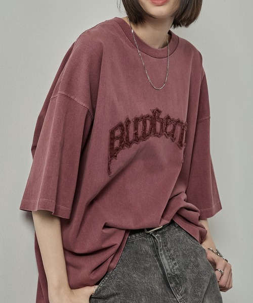 tシャツ 「Alfred Alex」ヴィンテージ加工ピグメントロゴパッチT
