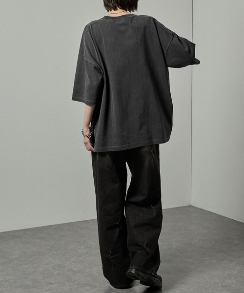 tシャツ 「Alfred Alex」ヴィンテージ加工ピグメントロゴパッチTシャツ