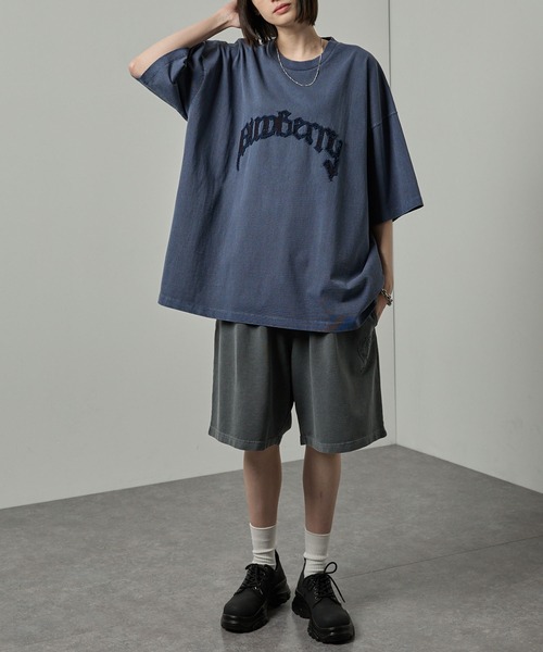 tシャツ 「Alfred Alex」ヴィンテージ加工ピグメントロゴパッチTシャツ