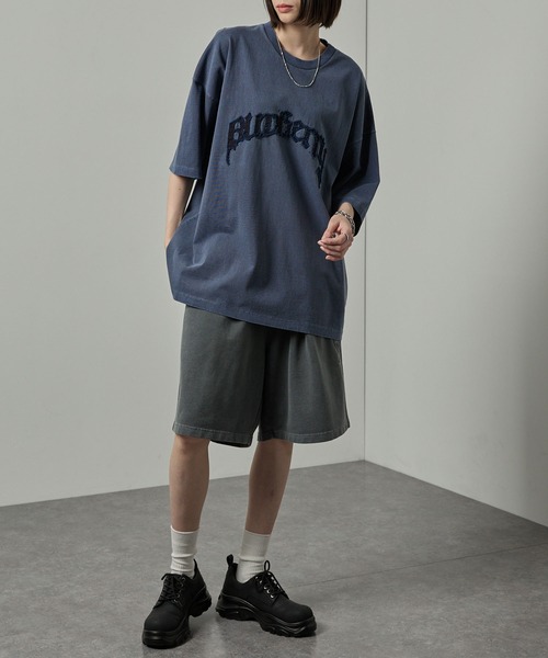 tシャツ 「Alfred Alex」ヴィンテージ加工ピグメントロゴパッチTシャツ