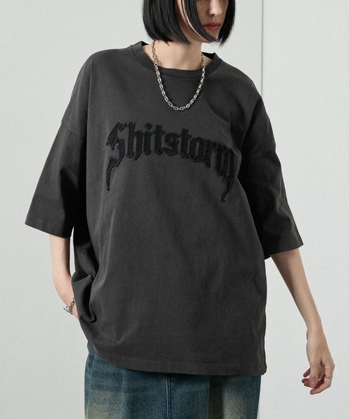 tシャツ 「Alfred Alex」ヴィンテージ加工ピグメントロゴパッチTシャツ