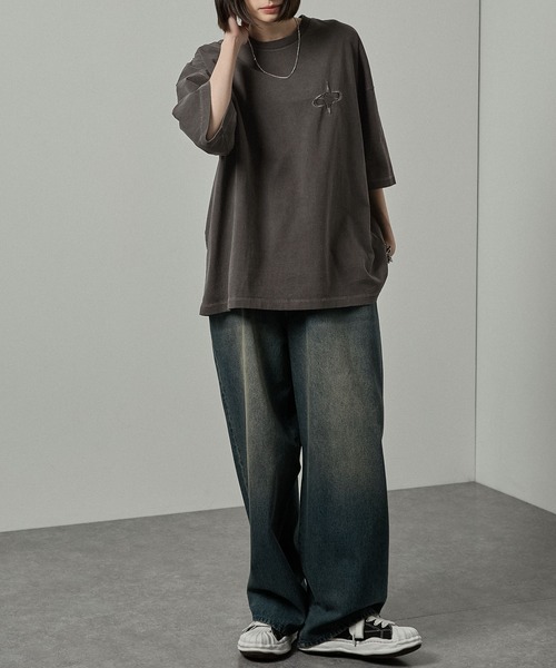 tシャツ 「Alfred Alex」ヴィンテージ加工ピグメントロゴパッチT