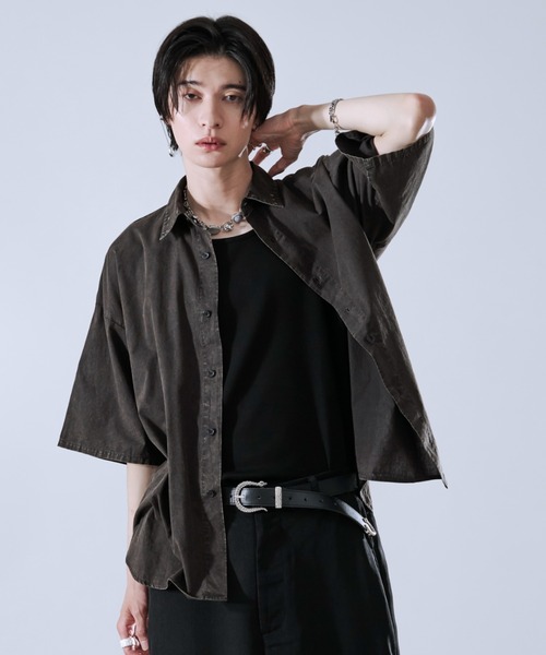 Ellno Loset シャツ ヴィンテージライクスタッズツキシャツ