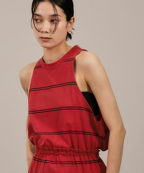 クリンクルクリンクルクリンクル border back slit dress crinkle ワンピース 「crinkle crinkle（クリンクルクリンクル