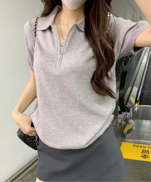 ポロシャツ ポロ ハーフジップトップス レディース