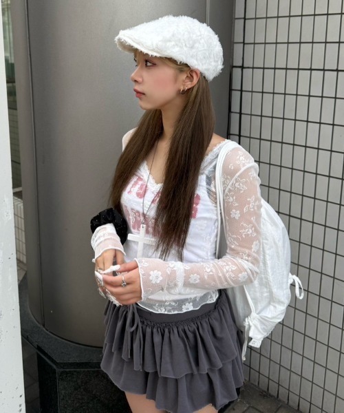 stjerneborg ステルネボリ ミックスループヤーンキャミソール CHERRYQUIRI キャミソール 「CHERRYQUIRI」lettering crop sleevless