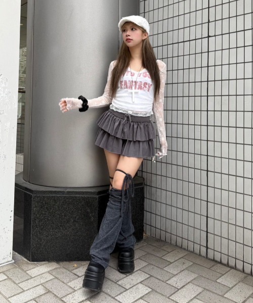 stjerneborg ステルネボリ ミックスループヤーンキャミソール CHERRYQUIRI キャミソール 「CHERRYQUIRI」lettering crop sleevless