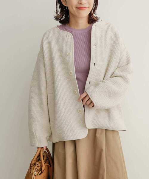 オーバーサイズ ベージュウールジャケット Mサイズ　DOORS URBAN RESEARCH DOORS（アーバンリサーチドアーズ） ノーカラー