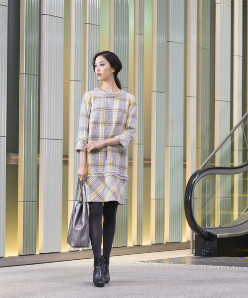 「EPOCA THE SHOP」 7分袖ワンピース 40 レッド系その他2 レディース_画像5