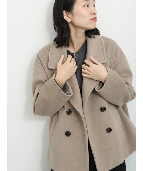 「Samansa Mos2 blue」 ピーコート F ベージュ レディース_画像8