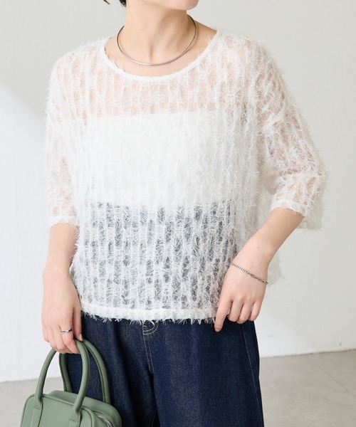 tシャツ フリンジシアーTシャツ レディース