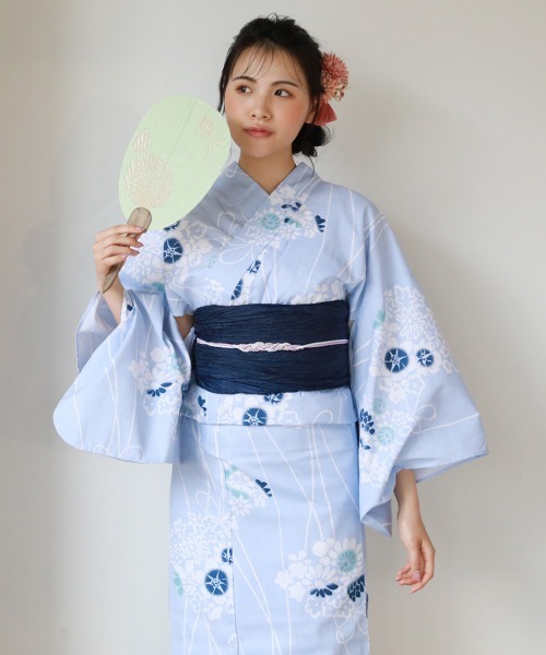 和なでしこ ときめき夏恋浴衣兵児帯2点セット 和なでしこ 浴衣 ときめき夏恋浴衣ヘコ帯2点セット レディース