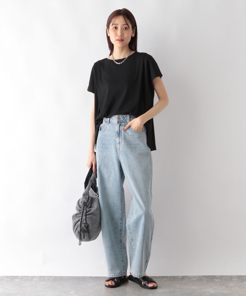 「GLOBAL WORK」 半袖カットソー MEDIUM モカ レディース