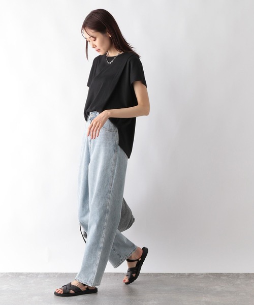 「GLOBAL WORK」 半袖カットソー MEDIUM モカ レディース