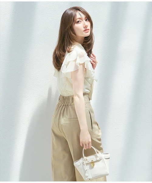 パンツ ツータック美シルエットワイドパンツ レディース_6