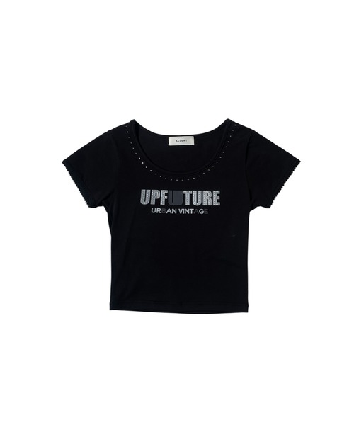 tシャツ スタッズプリントロゴミニT レディース