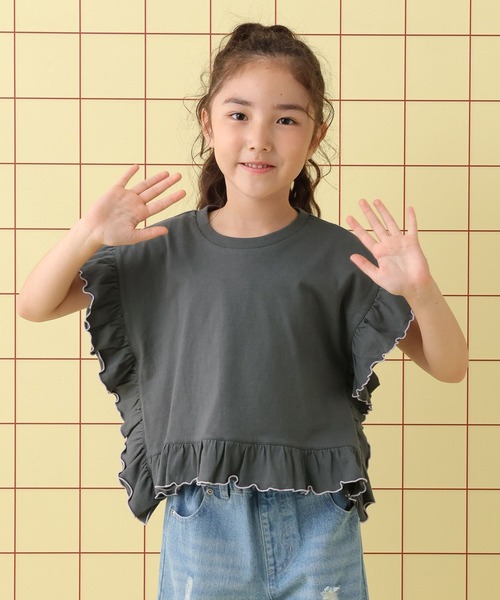 LEPSIM（レプシィム） tシャツ 「KIDS」配色フリルフレンチスリーブ