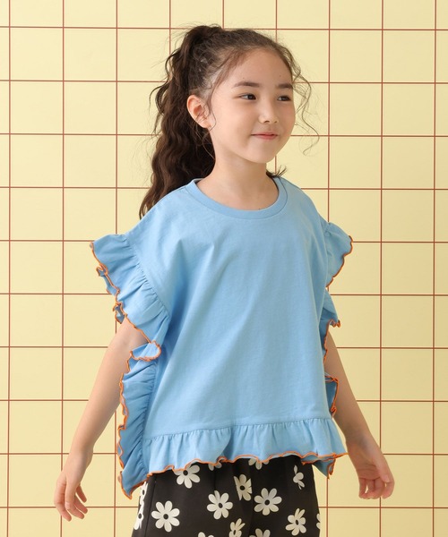 LEPSIM（レプシィム） tシャツ 「KIDS」配色フリルフレンチスリーブ