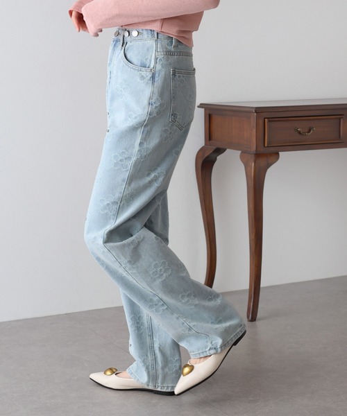 「BLUEEAST」 加工デニムパンツ LARGE ネイビー レディース
