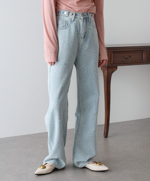 「BLUEEAST」 加工デニムパンツ LARGE ネイビー レディース
