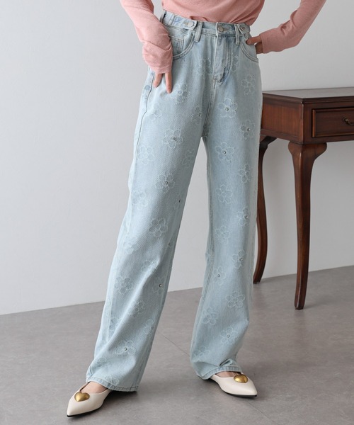 「BLUEEAST」 加工デニムパンツ LARGE ネイビー レディース