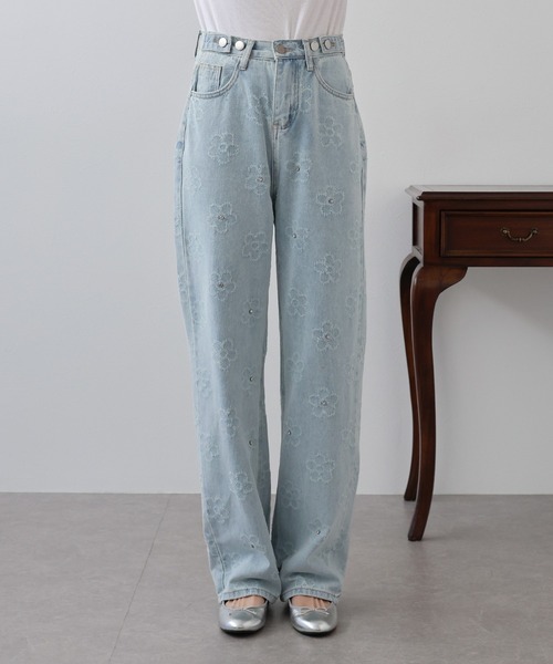 「BLUEEAST」 加工デニムパンツ LARGE ネイビー レディース