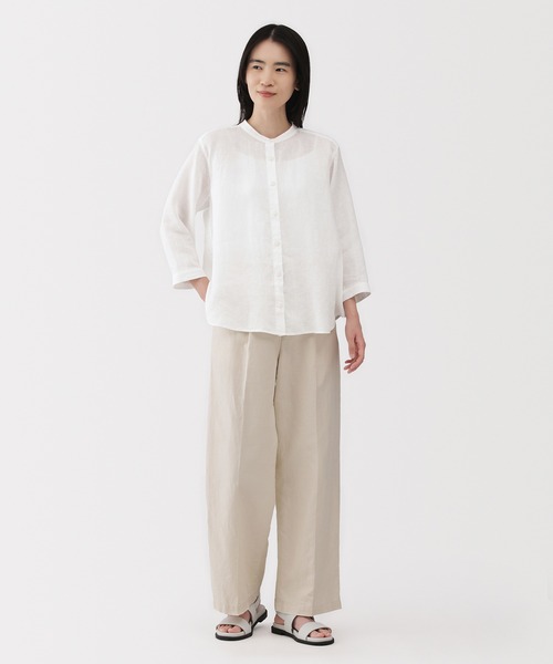 「無印良品」 7分袖ブラウス X-LARGE ブラウン レディース