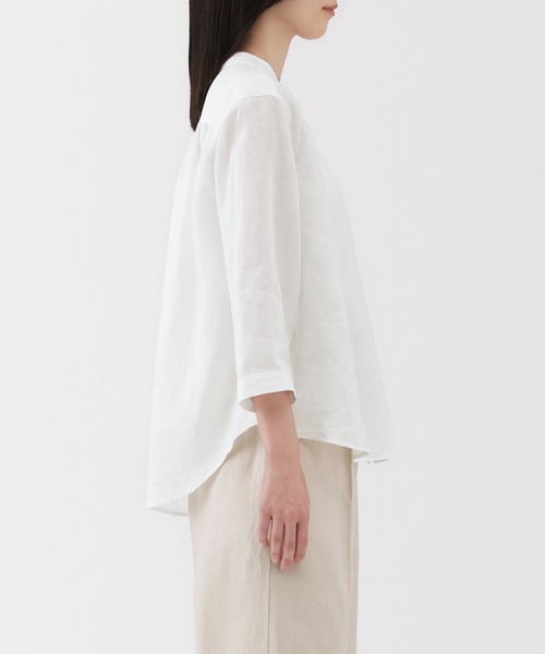 「無印良品」 7分袖ブラウス X-LARGE ブラウン レディース