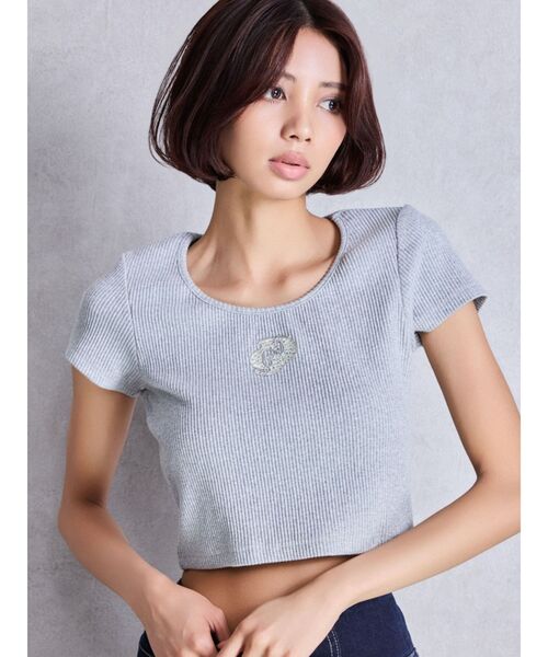 tシャツ ハーフスリーブGDロゴラインストーンテレコTOPS レディース