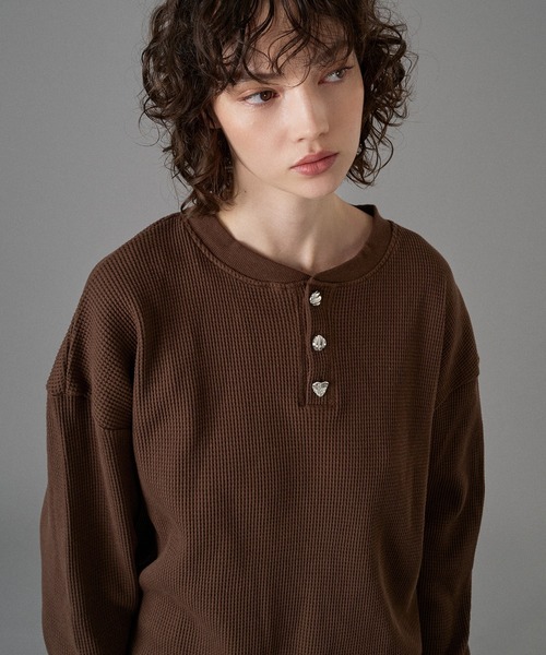 ONCILY（オンシェリー） tシャツ SILVER BUTTON HENRY NECK THERMAL