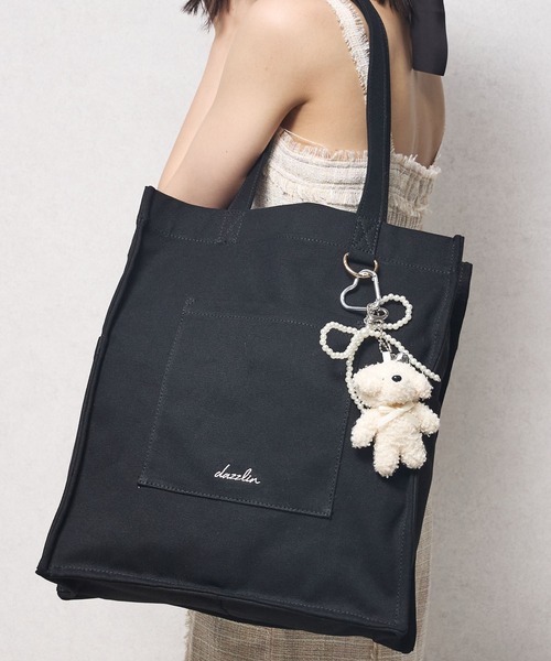トートチャーム & chouette】型押しモノグラム センターライントートバッグ(小)