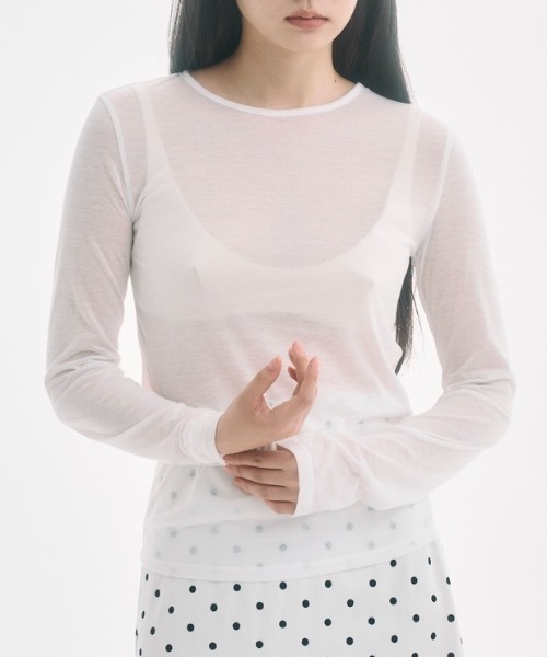 トップス SLIGHT VOGUE Sheer Long Sleeve T-shirt FEKETE（フェケテ） tシャツ sheer long sleeve tee / シアーロンT