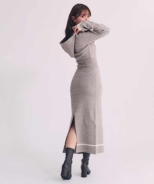 fupel ワンピース hooded cable knit onepiece / フード付きケーブル