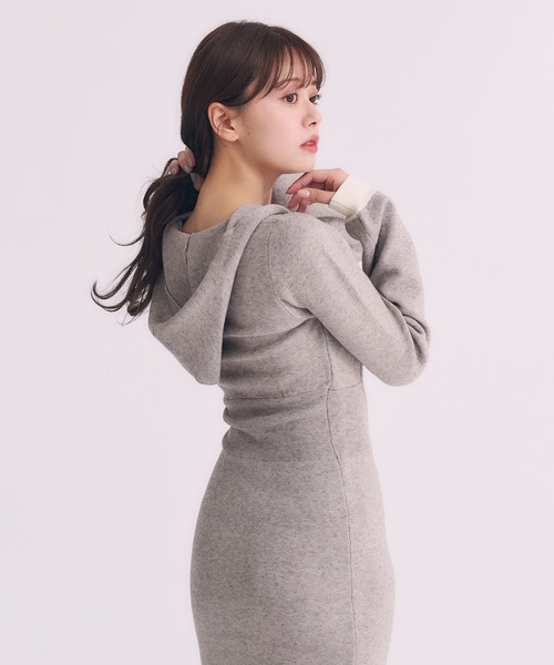 fupel ワンピース hooded cable knit onepiece / フード付きケーブル
