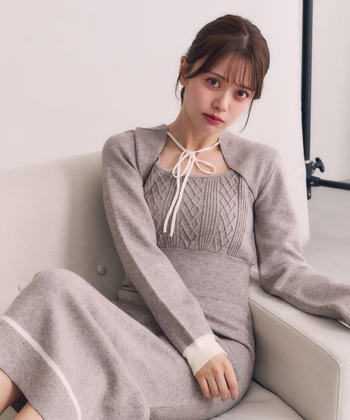 TMG ケーブルワンピース fupel ワンピース hooded cable knit onepiece / フード付きケーブル