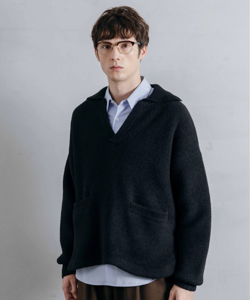 LURAKU セーター ニット 「LURAKU」Fleece Open Collar Polo Knit