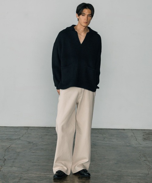 LURAKU セーター ニット 「LURAKU」Fleece Open Collar Polo Knit