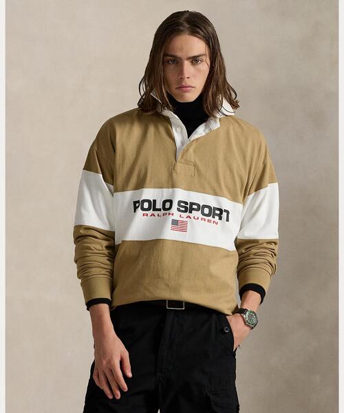 ビッグ フィット ストライプド ジャージー ラグビー シャツ