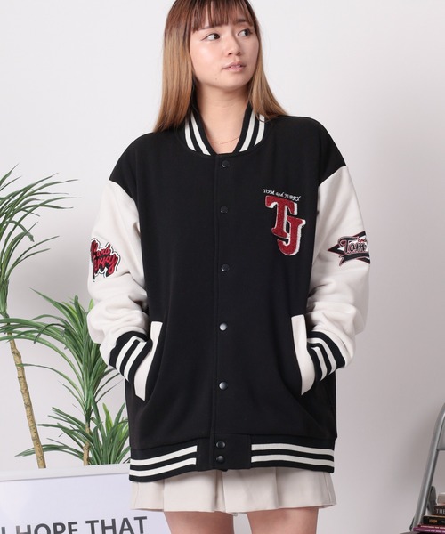 スタジャン 「71」「TOM＆JERRY/トムとジェリー」裏起毛 サガラ刺繍