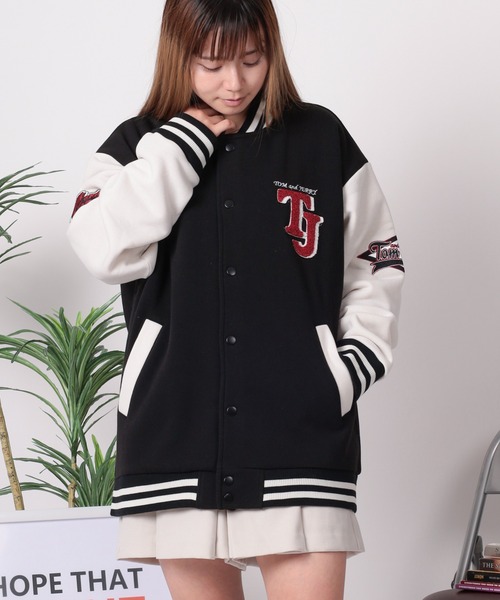 スタジャン 「71」「TOM＆JERRY/トムとジェリー」裏起毛 サガラ刺繍