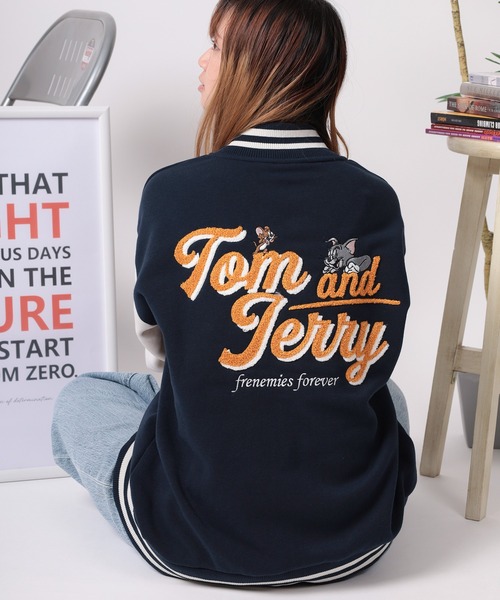 スタジャン 「71」「TOM＆JERRY/トムとジェリー」裏起毛 サガラ刺繍