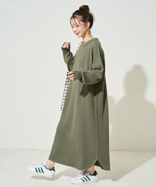 コットン クルーネックワンピース FREAK'S STORE（フリークスストア） ワンピース 限定展開 片畔