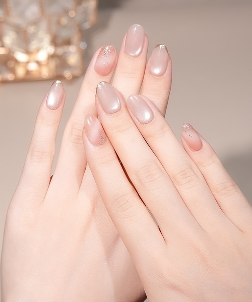 Anail ネイルチップ ネイルシール 水光ネイルピンクマグネットオーロラ